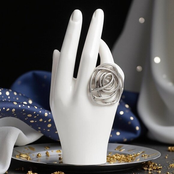 🆕️ Turkish Zamak Boho Chic Handmade Adjustable Ring 🌿 Trendy Statement Jewelry - Picture 3 of 15